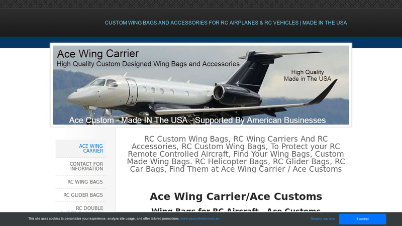 Ace Wing Carrier / Ace Customs - Wing Bags, Wing Carriers, and Accessories for RC Aircraft