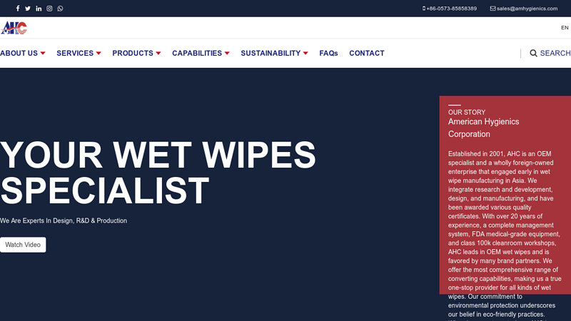 American Hygienics Corporation | Wet Wipes Manufacturer