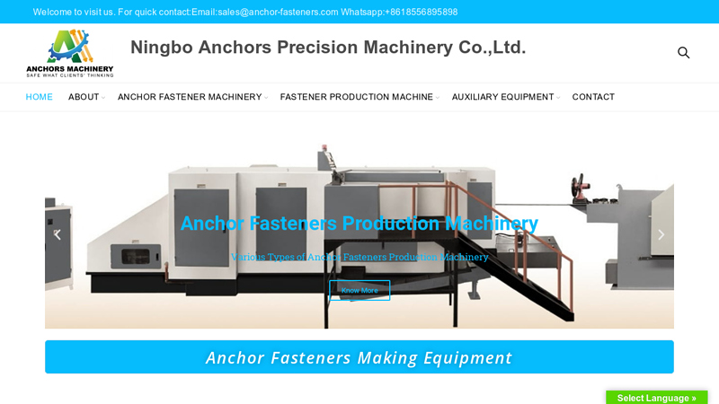 Manufacturer of anchor fasteners making machines|Progressive stamping press and mold|Anchor fasteners-Ningbo Anchors Machinery,China