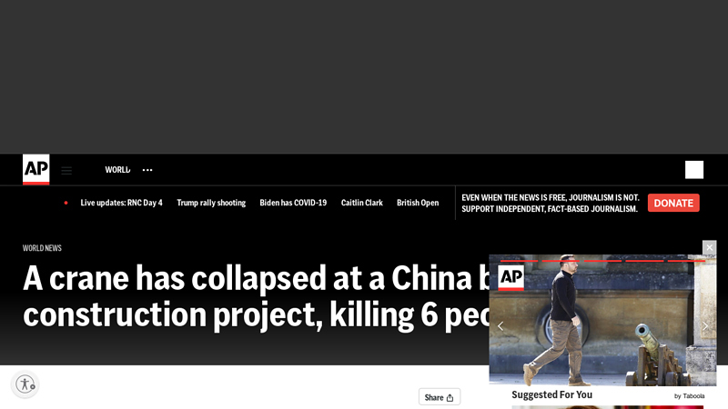 Image of Crane collapse at China construction site kills 18 | AP News