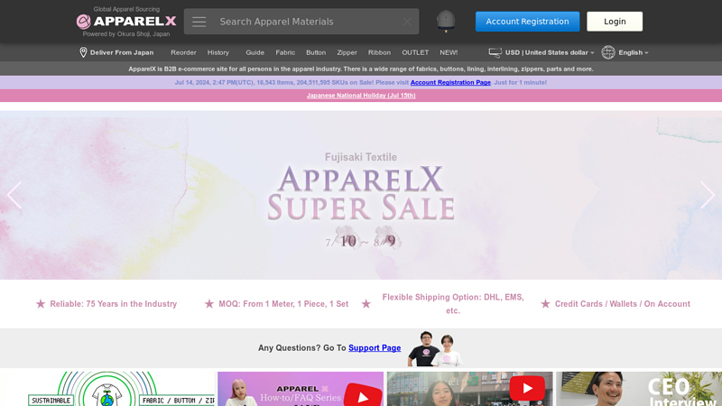 ApparelX - Global B2B Apparel Wholesale Site (Fabric, Zipper, Button, Lining, etc.)