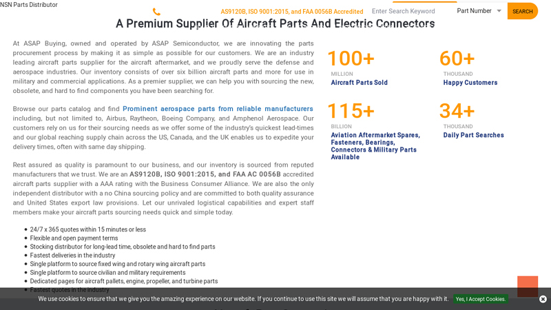 Premier Source for Aircraft Parts, NSN Components, and Electric Connectors | ASAP Buying