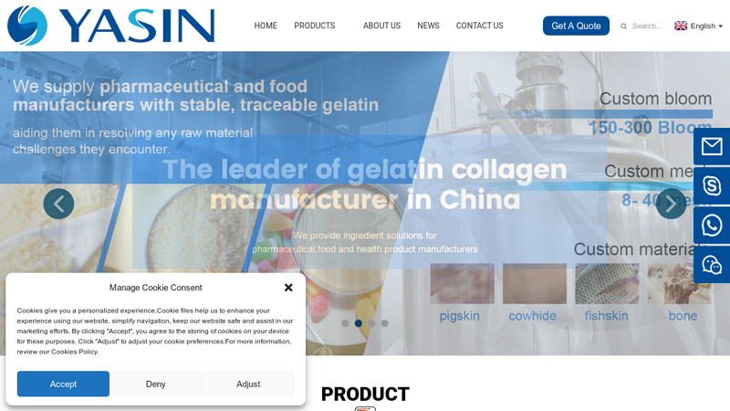 Gelatin Powder, Collagen Peptides, Empty Capsule - Yasin