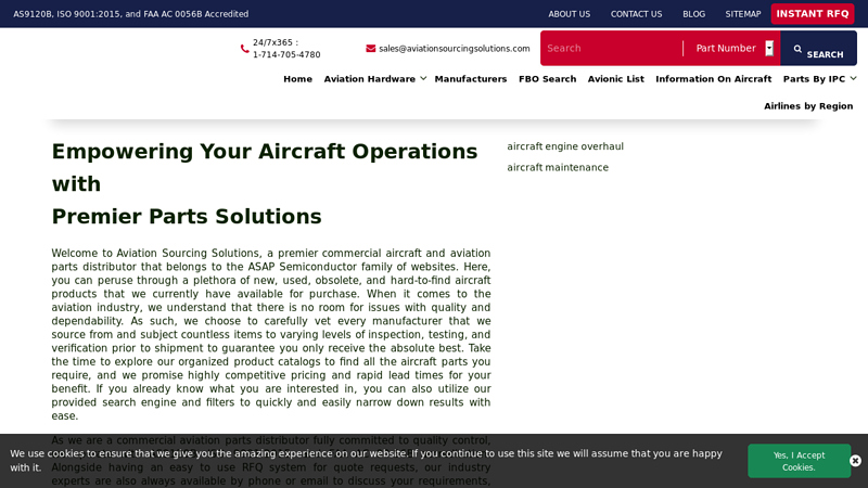 Aerospace & Aviation Parts Distributor, Aircraft Parts Supplier