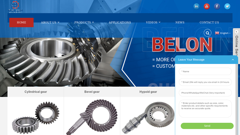 Cylindrical Gears, Bevel Gears, Hypoid Gears - Belon