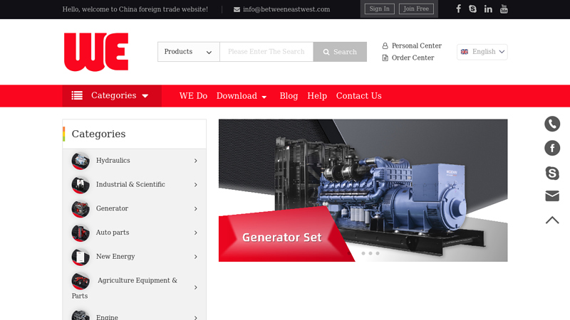 Betweeneastwest has the highest quality products - hydraulic - agricultural - Industrial - generator set