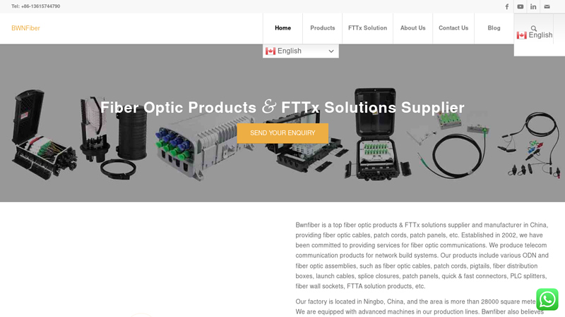 Fiber Optic Products & FTTx Solutions Supplier - BWNFiber