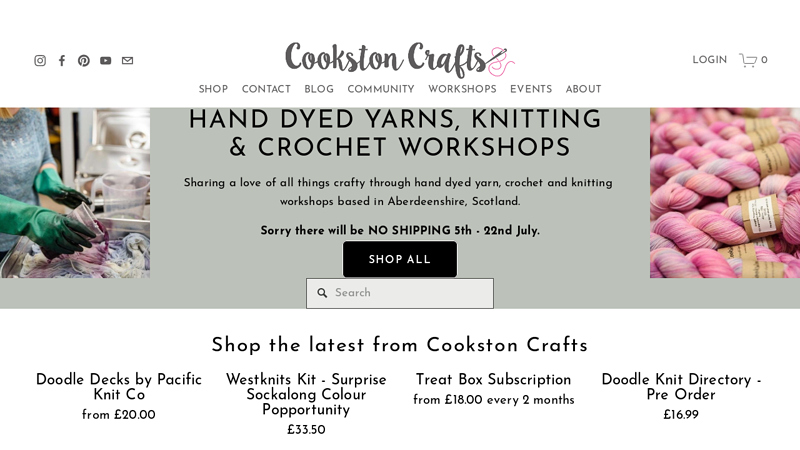 Cookston Crafts - Hand Dyed Yarn & Knitting and Crochet Workshops - Aberdeenshire Scotland