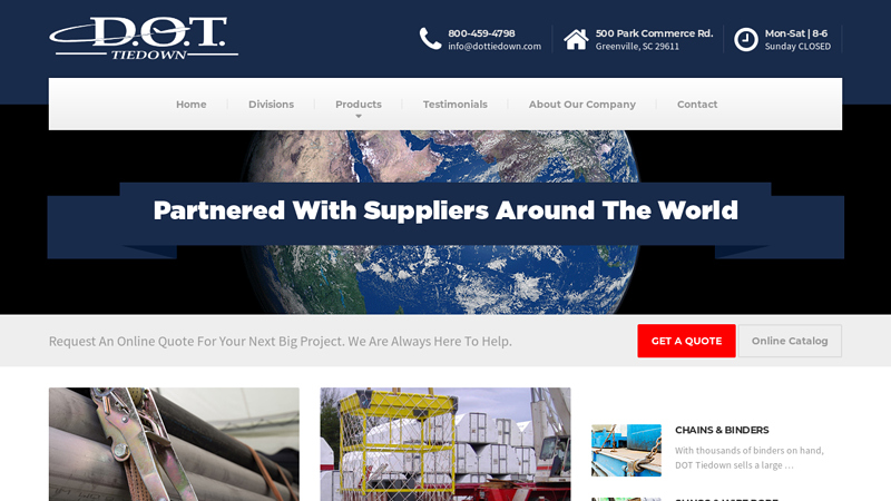 DOT Tie Down | A webbing tiedown and cargo control products manufacturers and suppliers to trucking, tent, ATV, motorcycle, entertainment, OEM industries and military arenas in USA, United Kingdom, Amsterdam and China.