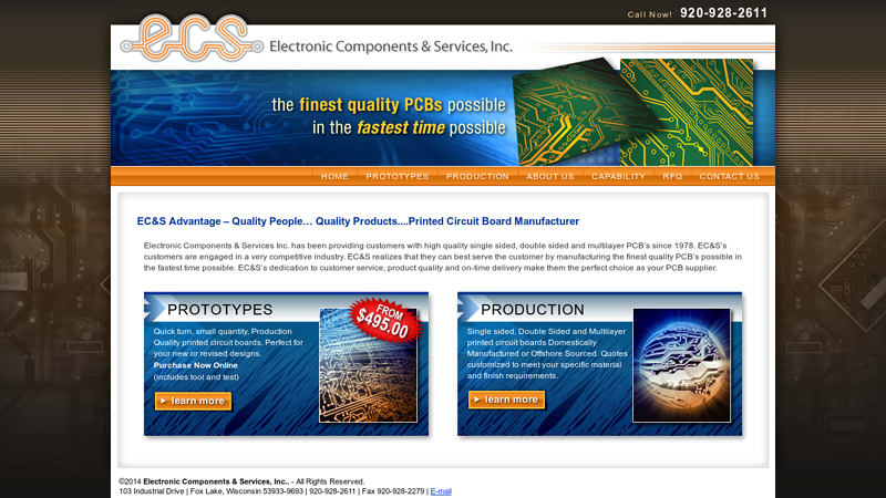 Printed circuit board manufacturer - Electronic Components and Services, Inc.