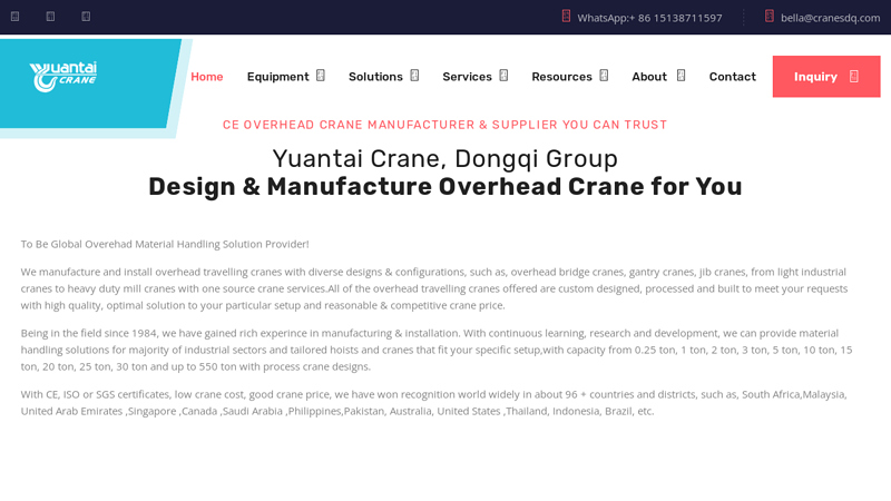 Overhead Crane, Gantry Crane & Jib Crane Design & Manufacture - Overhead Travelling Crane