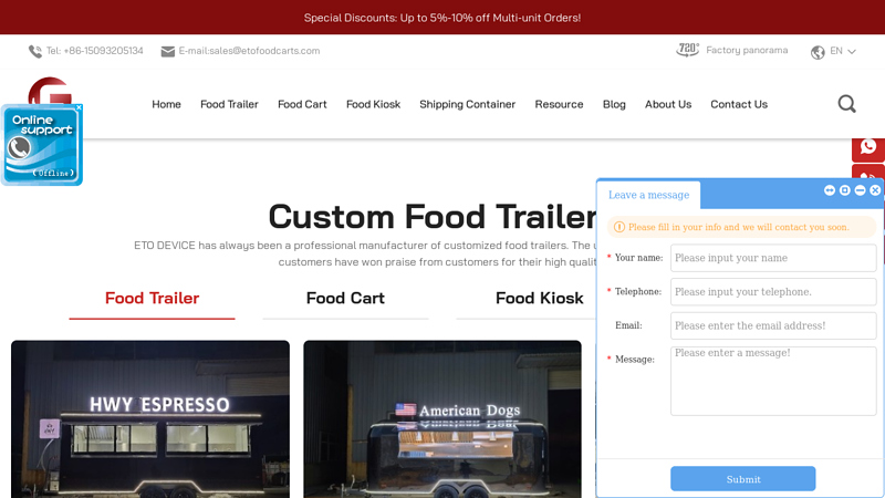 Food Trailers, Food Carts and Food Kiosks for Sale - ETO DEVICE