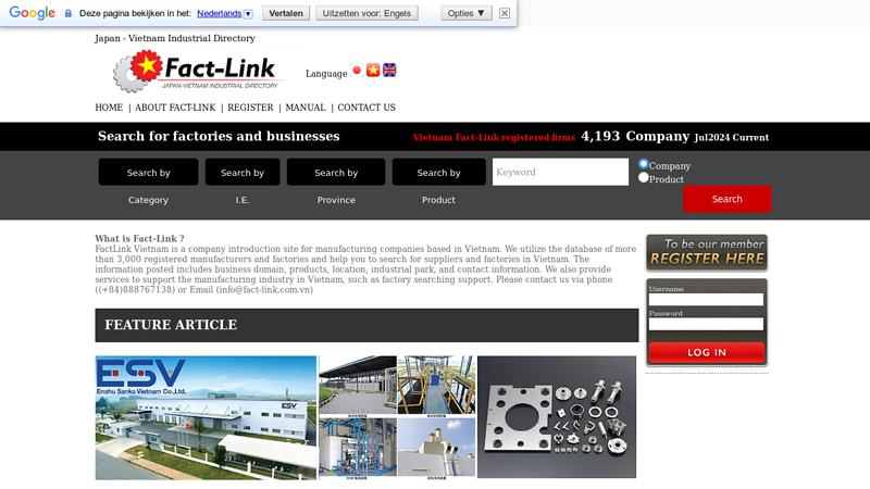 Fact-Link Vietnam | Business directory of manufacturing companies based in Vietnam