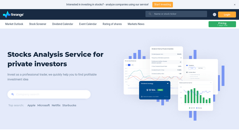 Finrange.com  a service for stock analysis for private investors