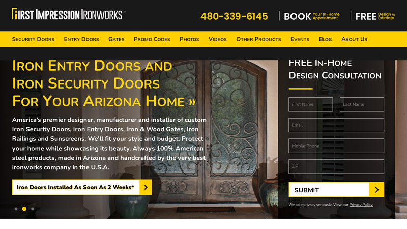 Security Doors Phoenix | Iron Entry Doors | Iron or Wood Gates Arizona