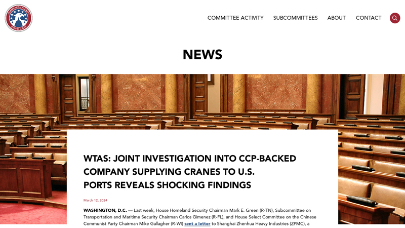 Image of WTAS: Joint Investigation into CCP-Backed Company Supplying Cranes to U ...