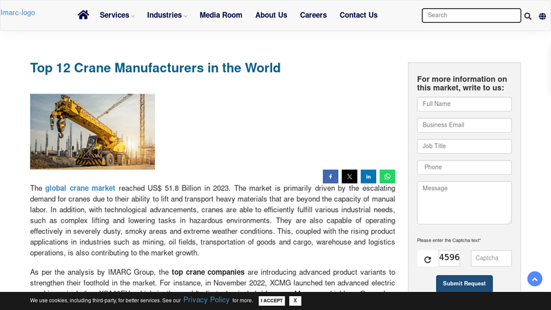 Image of Top 12 Crane Manufacturers Companies| IMARC Group