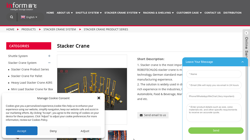 Image of Stacker Crane System Manufacturers and Factory