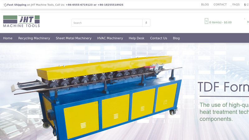 Sheet Metal Machinery, Recycling Machinery, HVAC Machinery - JHT Machine Tools