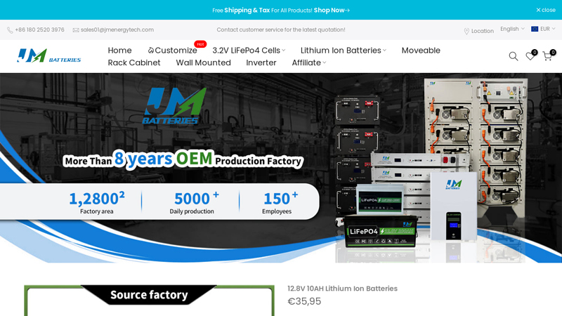 LiFePo4 Li ion Rechargeable battery pack manufacturer supplier - JM  JMBatteries