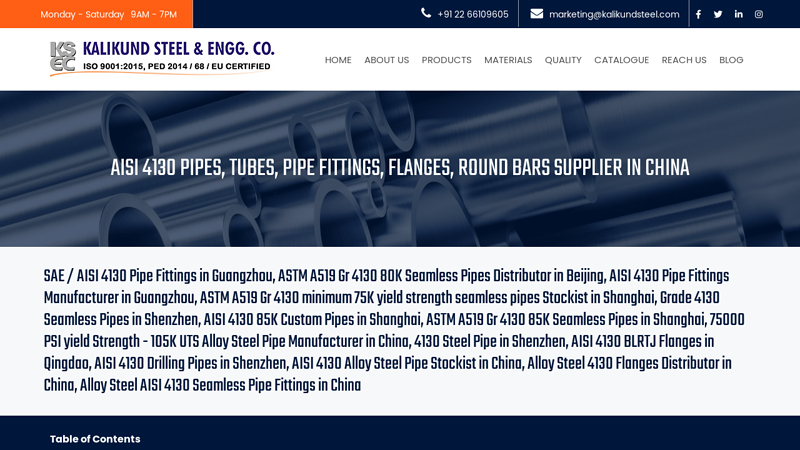 Image of AISI 4130 Pipe Fitting, Flanges Supplier, Stockist in China