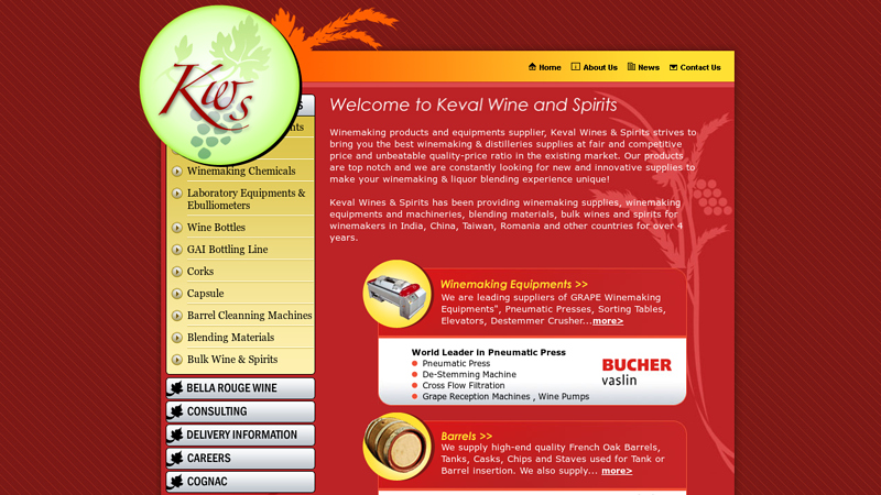 winemaking products equipments supplier ? keval wines & spirits, india