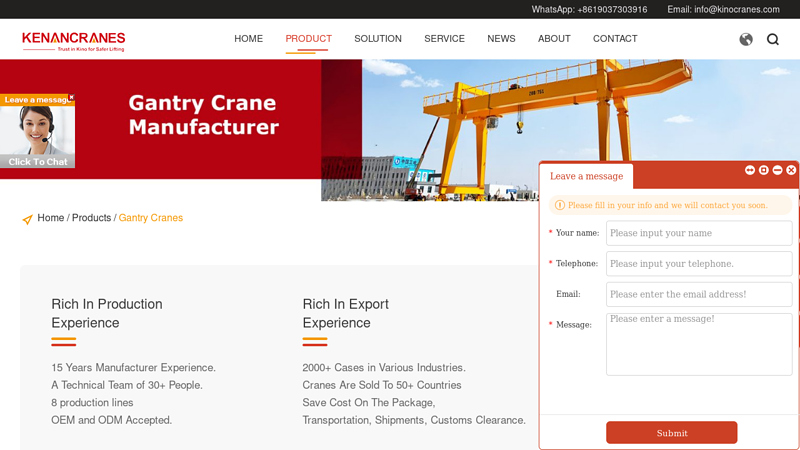 Image of Gantry Crane For Sale | China Manufacturer | Kinocranes