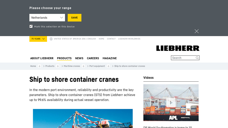 Image of Ship to Shore Container Cranes | Liebherr