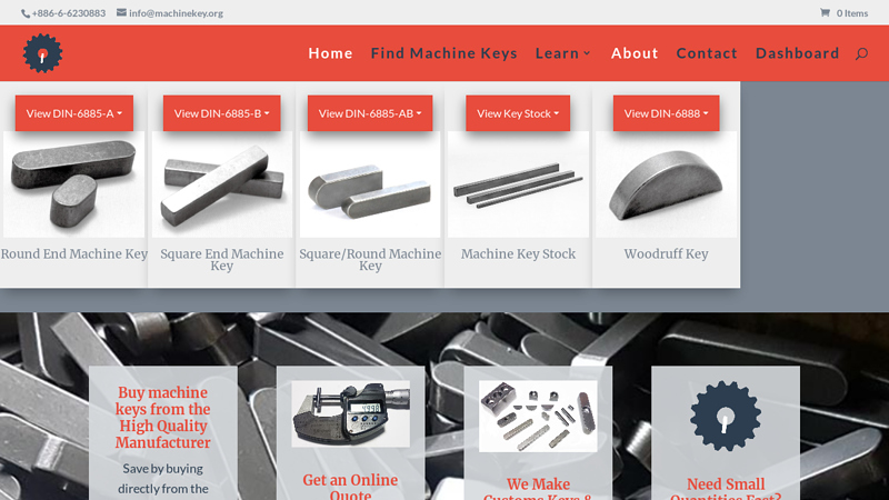 Machine Key Manufacturer - Machine Keys, Key Stock, Parallel Keys, Woodruff Keys, Pins