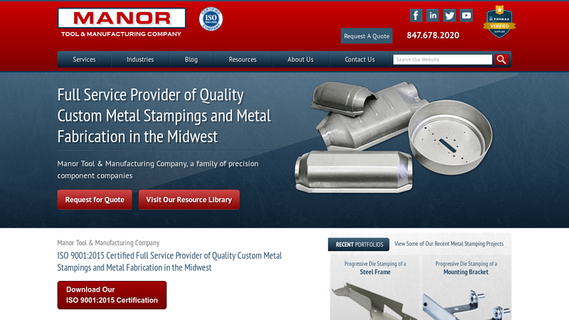 Custom Metal Stamping Services in Chicago | Manor Tool