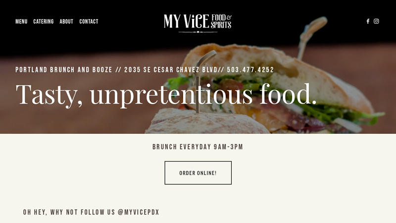 My Vice Food & Spirits | Restaurant & Bar in SE Portland, OR | Dine-in, takeout, delivery & wedding catering