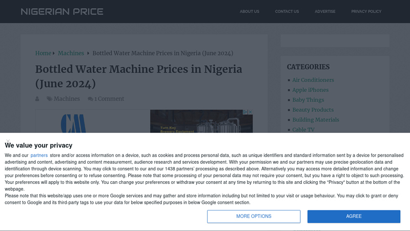 Image of Bottled Water Machine Prices in Nigeria (June 2024)