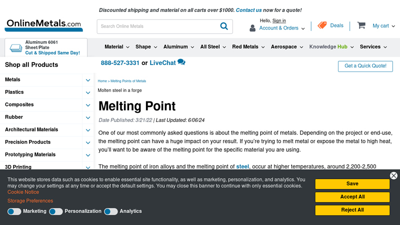 Image of Melting Points of Metals | OnlineMetals.com?