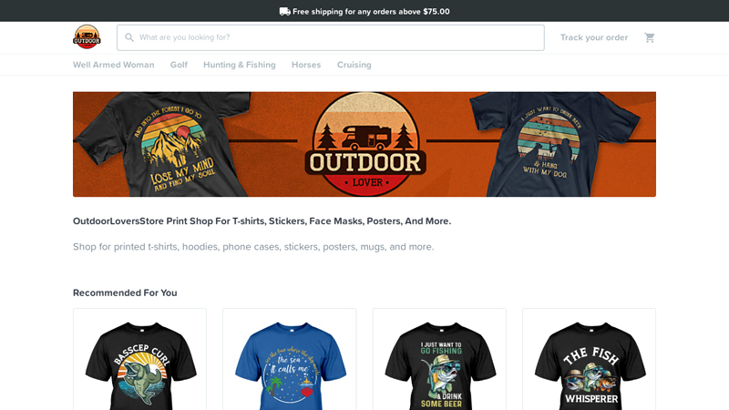 OutdoorLoversStore Print shop for T-shirts, stickers, face masks, posters, and more.