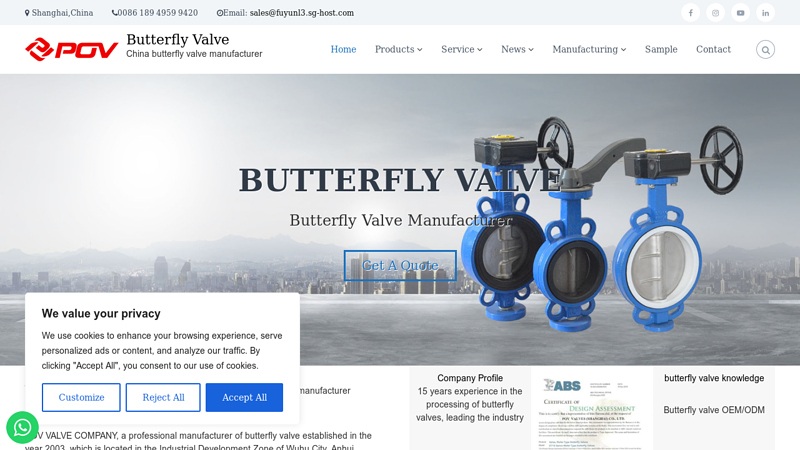 Butterfly valves China manufacturer