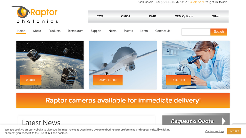 Scientific, surveillance and aerospace cameras - Raptor Photonics | Raptor Photonics