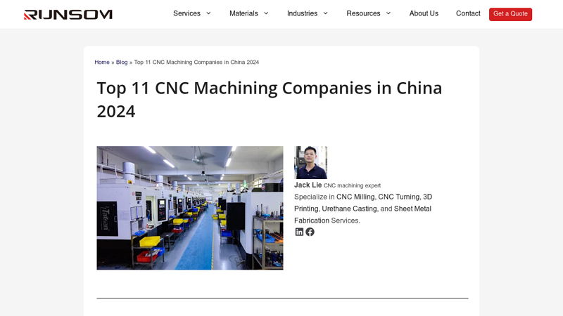 Image of Top 11 CNC Machining Companies in China 2024