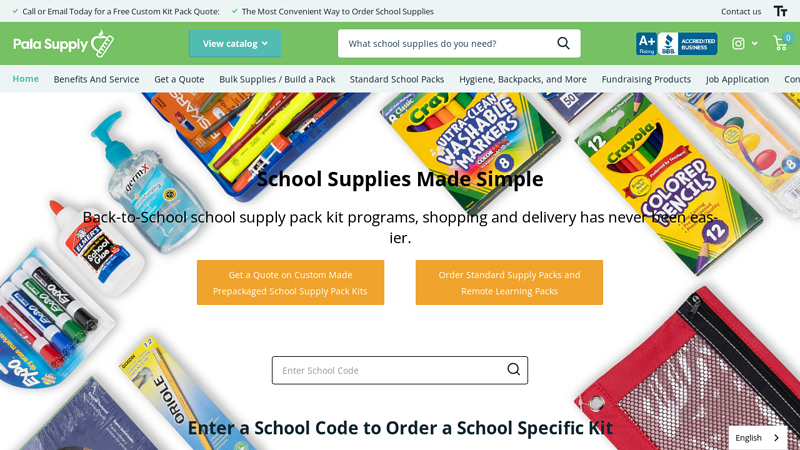 School Supply Kits | Prepackaged School Supplies | Pala Supply Company | Pala Supply Company, Inc. | School Supply Kits