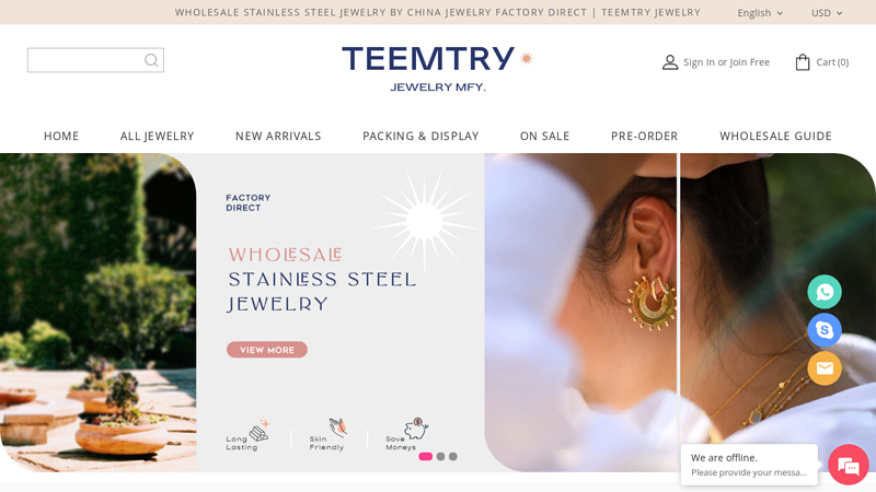 Wholesale stainless steel jewelry by China jewelry factory direct | Teemtry Jewelry Mfy.