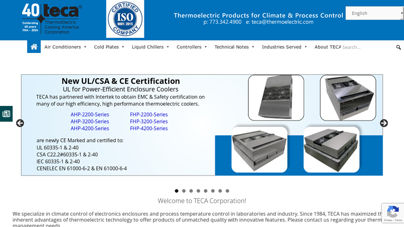 Thermoelectric Air Conditioners, cold plates, liquid chillers, Peltier coolers