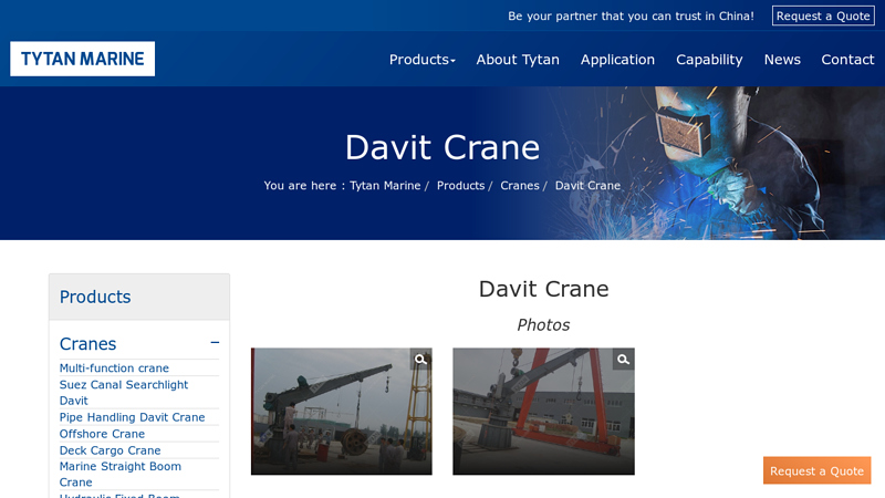 Image of Davit Crane, China Davit Crane Manufacturer | Tytan Marine