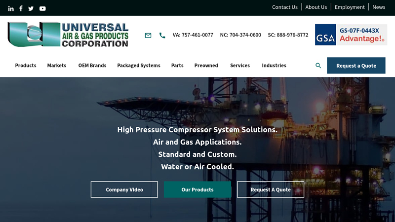 Standard & Custom Air & Gas Products | Universal Air & Gas Products