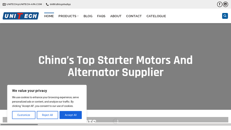 Car Alternator Manufacturer | Starter Motor Supplier - Unitech