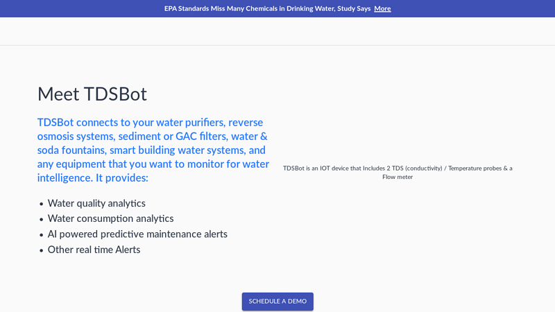 TDS Bot C IoT based real time monitoring system for Reverse Osmosis (RO) water filter systems