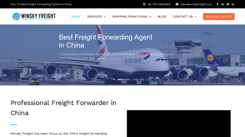 Best Freight Forwarder in China | Winsky Freight.,LTD