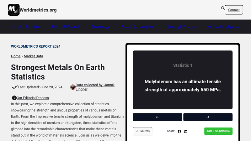 Image of Strongest Metals On Earth Statistics ? WorldMetrics