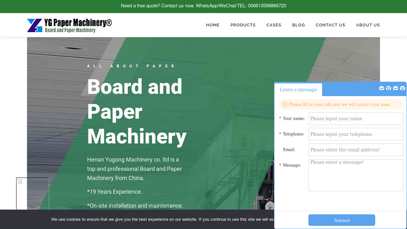 Paper making machine | Board and paper machines - YG Paper Machinery