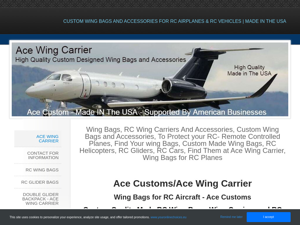 Ace Wing Carrier / Ace Customs - Wing Bags, Wing Carriers, and Accessories for RC Aircraft