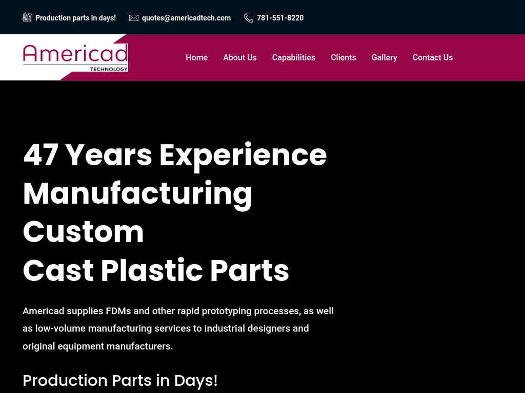 Americad Technology - Plastic Parts Rapid Prototyping Low Volume Manufacturing - Welcome