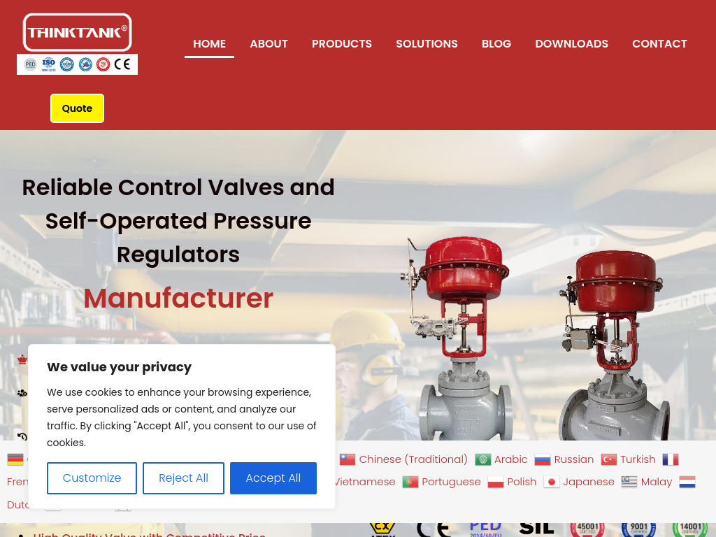 Control Valves and Pressure Regulators Manufacturer